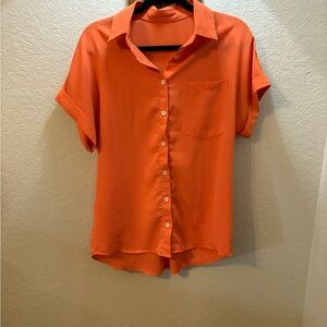 Orange Button-Up Women's Top